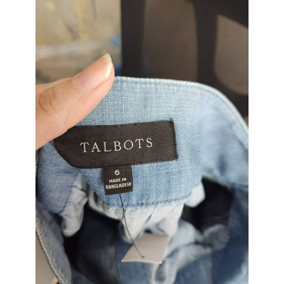Talbots Womens Light Denim Button-Front A-Line Skirt Size 6 100% Cotton Casual S - Picture 6 of 7
